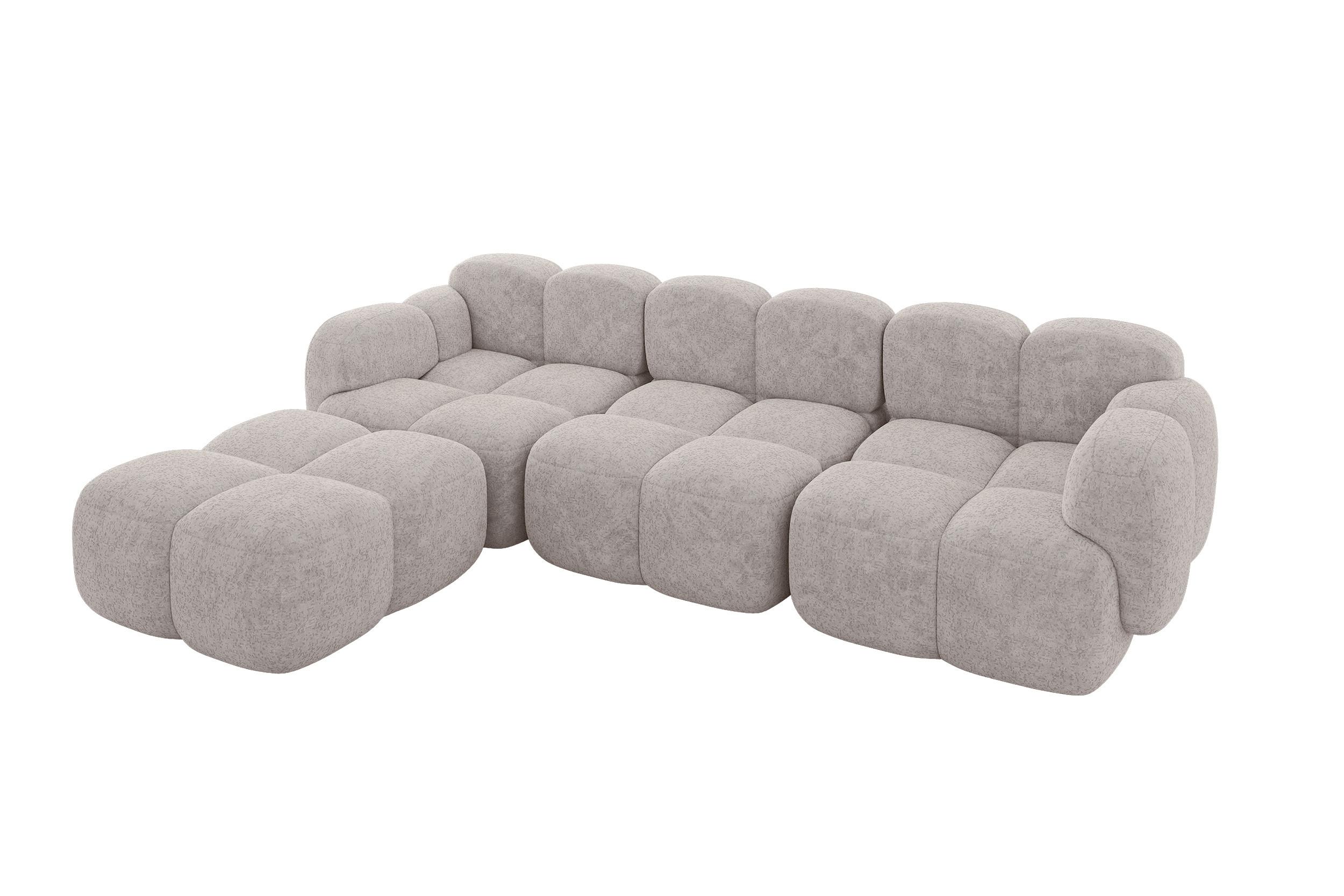 ECKSOFA modulares Sofa Links Miko-L2 302x205x75 Hellgrau Velours - Hellgrau/Schwarz, Holzwerkstoff/Kunststoff (302/205cm) - ALTDECOR