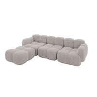 ECKSOFA modulares Sofa Links Miko-L2 302x205x75 Hellgrau Velours - Hellgrau/Schwarz, Holzwerkstoff/Kunststoff (302/205cm) - ALTDECOR