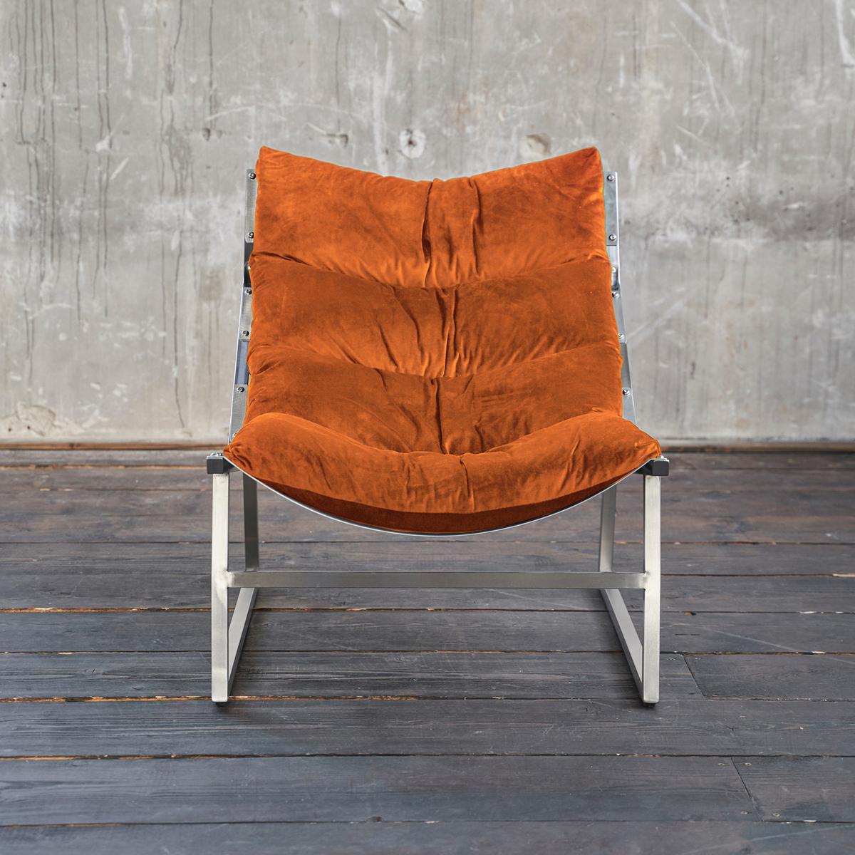 RELAXSESSEL SIRO Orange Webstoff - Silberfarben/Orange, Textil/Metall (70/78/125cm) - KAWOLA