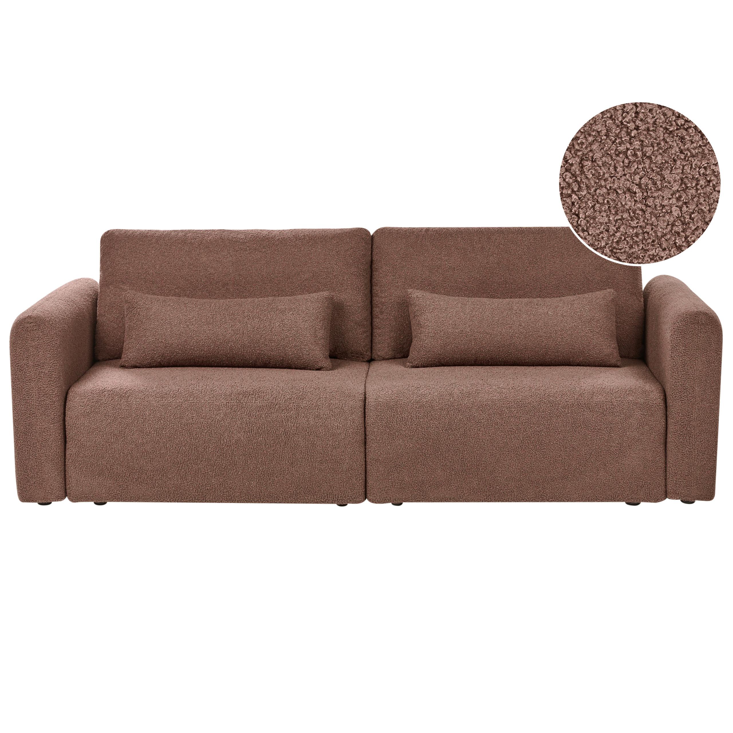 SCHLAFSOFA 3-Sitzer Bouclé Braun mit Stauraum Vaxholm - Braun, Textil (232/86/87cm) - Beliani