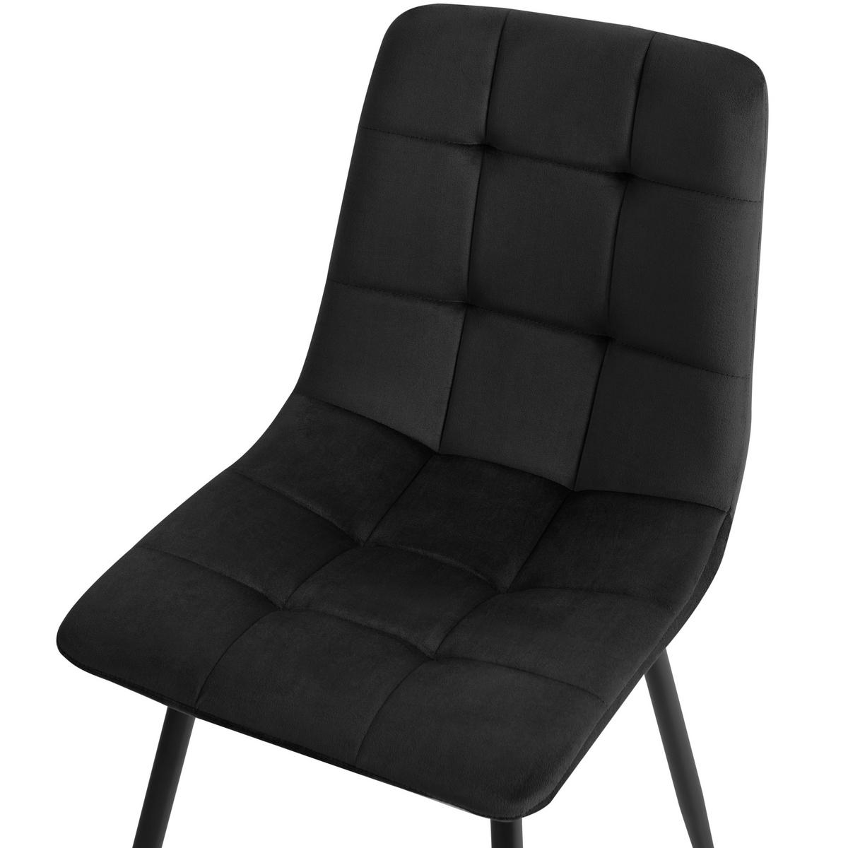 ESSZIMMERSTUHL 4er Set Samtstoff Schwarz Powell - Schwarz, Textil/Metall (45/88/62cm) - Beliani
