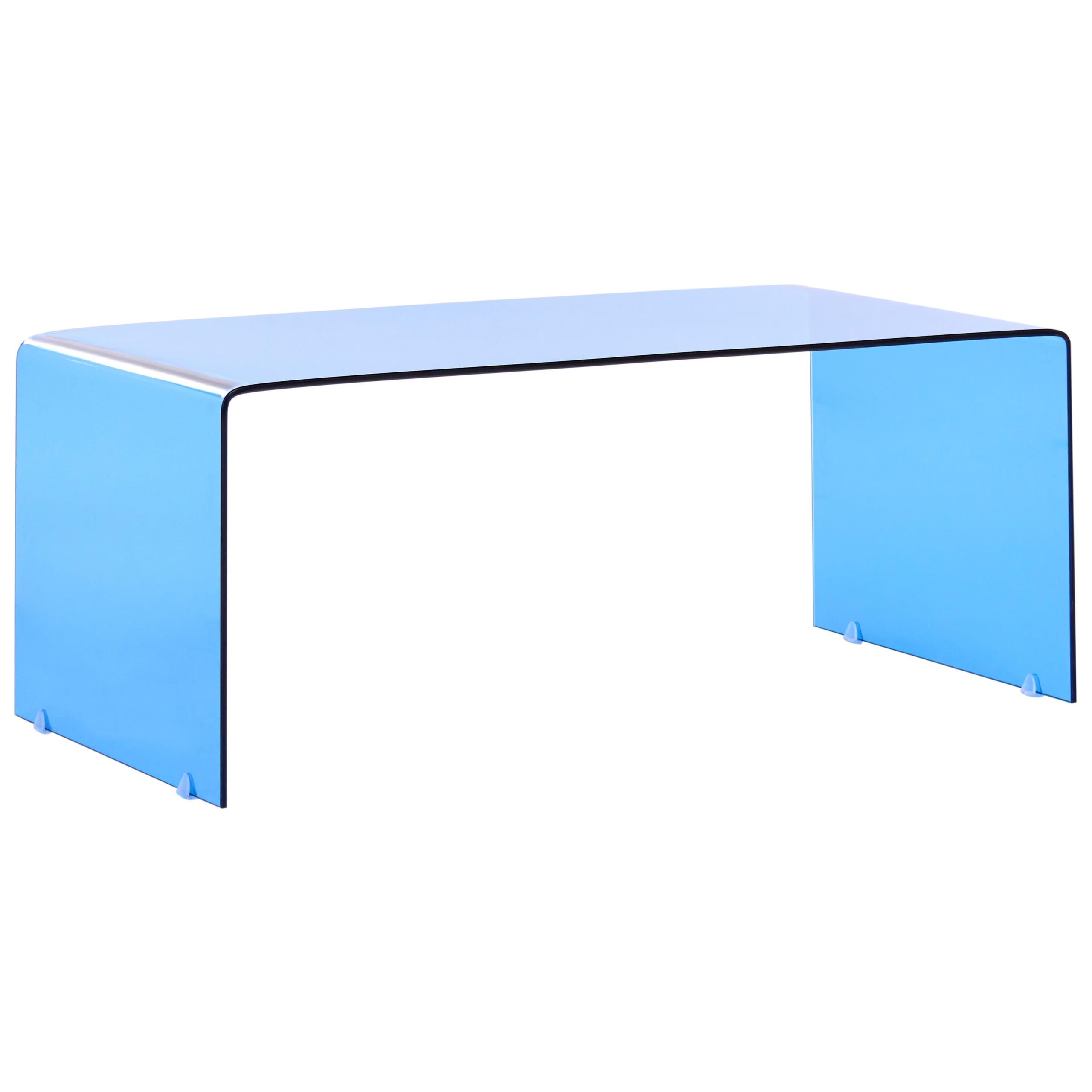 COUCHTISCH Sicherheitsglas Blau Kendall - Blau, Glas (100/50/40cm) - Beliani