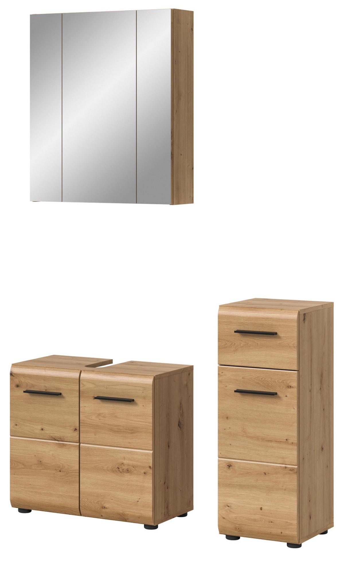 BADMÖBEL SET 3-teilig in Artisan Eiche, Badkombination 105 x 185 cm, Cover - Schwarz/Eiche Artisan, Glas/Holzwerkstoff (105/185/30cm) - Inn.Furn