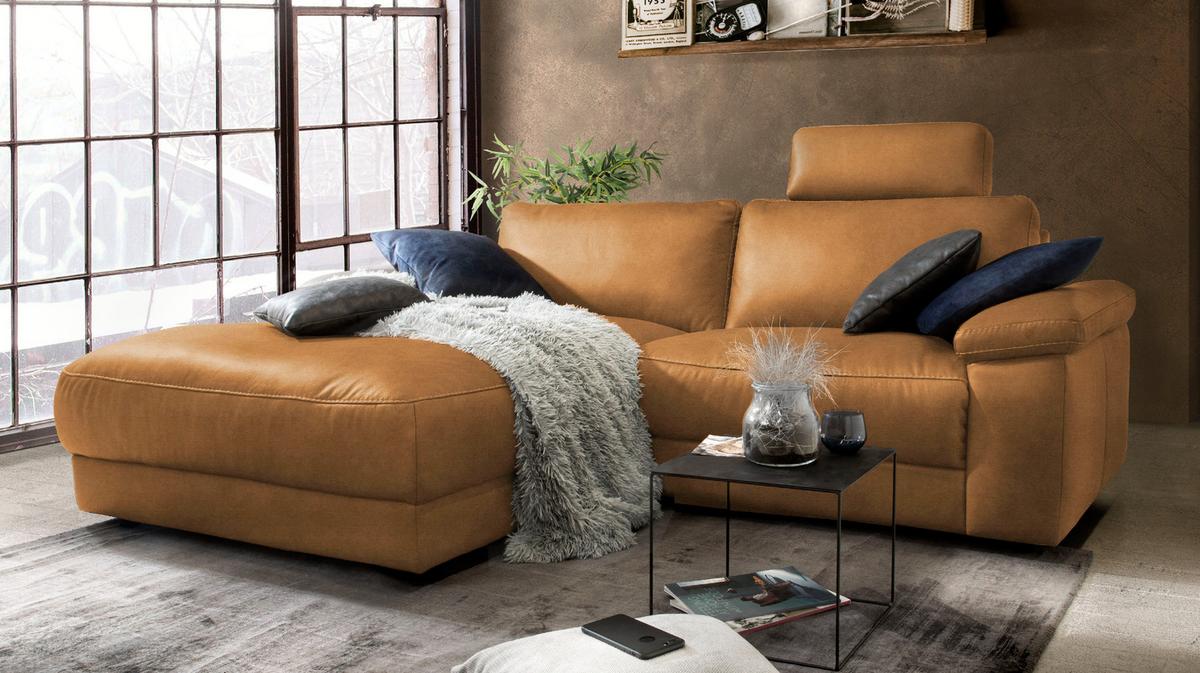 ECKSOFA MOTORISCHER RELAXFUNKTION LOLA Braun Webstoff Relaxfunktion - Schwarz/Braun, Textil (233/178cm) - KAWOLA