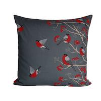 KISSENHÜLLE Beeren Vögel Baumwolle stone 60/60 cm - Grau, Textil (60/60cm) - beties Heimtextil