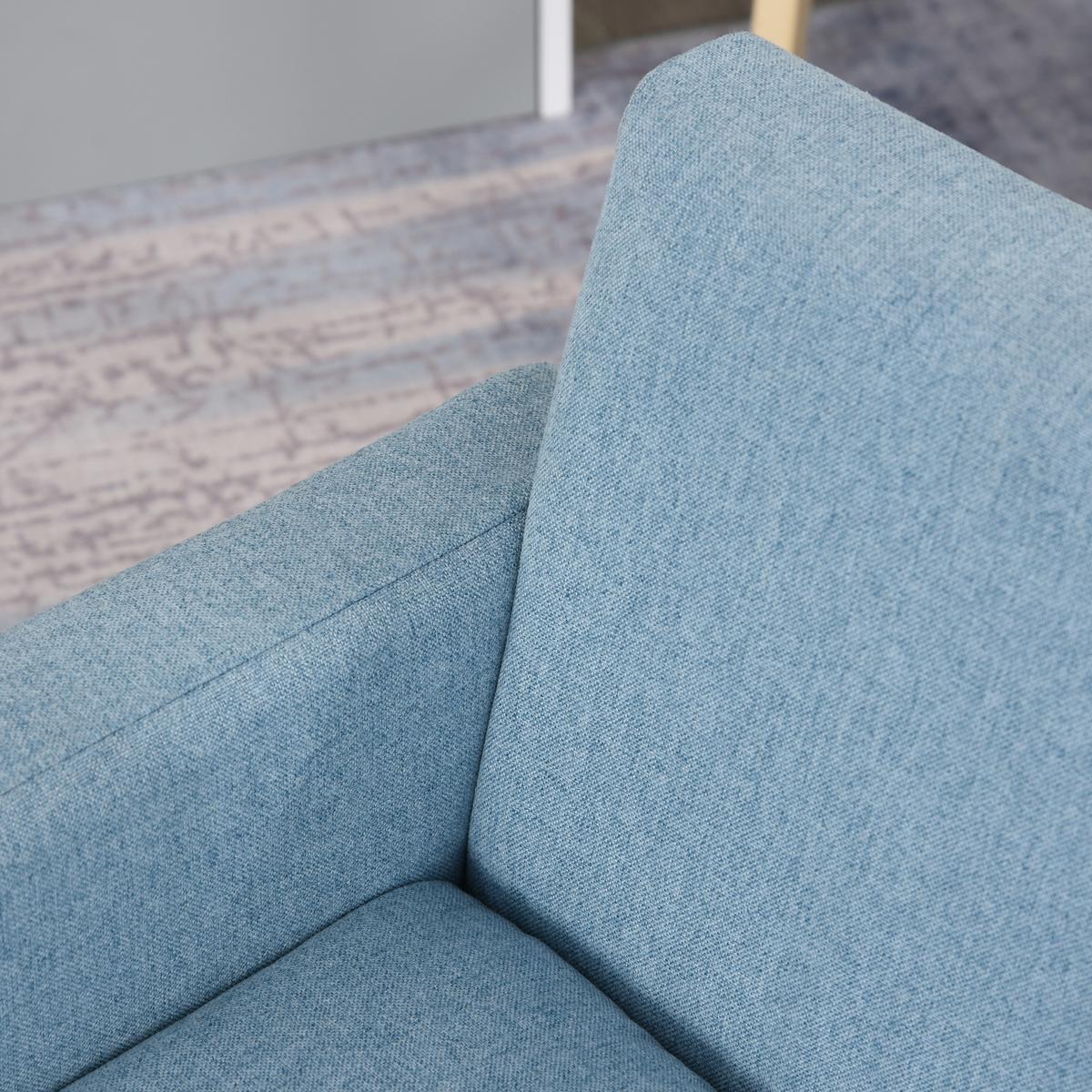 KINDERSOFA Kindersessel mit dickem Schaumstoff Sitzkissen Leinen Blau - Blau, Holz (45/44.5/49cm) - HOMCOM