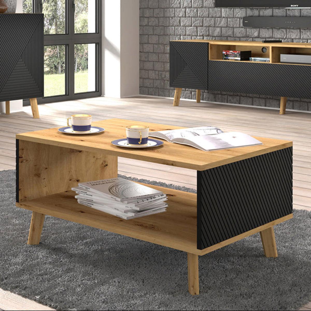 COUCHTISCH Nexa Holz und Schwarz - Braun, Holzwerkstoff (60/90/45cm) - Petits-meubles