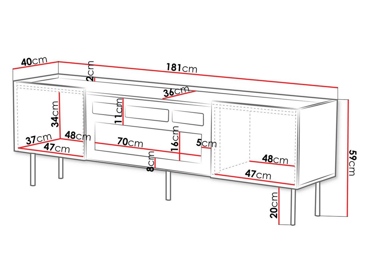 TV-LOWBOARD Lucca 180 2D mit Elektrische Kamin - Schwarz, Holz/Holzwerkstoff (181/59/40cm) - MIRJAN24