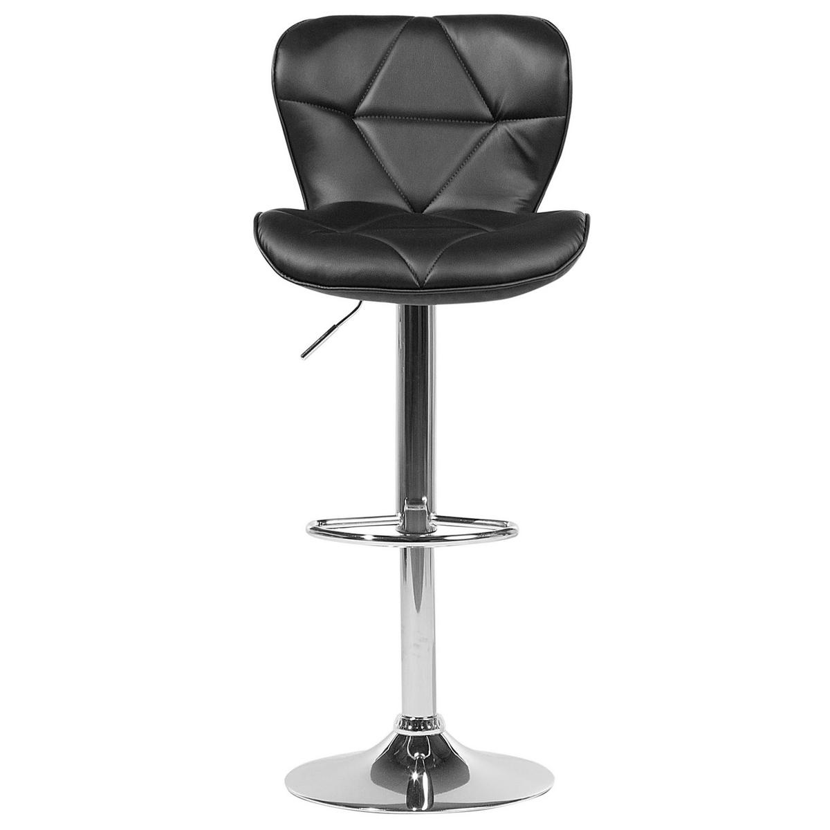 BARHOCKER 2er-Set Kunstleder Schwarz Valetta - Schwarz, Textil/Metall (39/109/48cm) - Beliani