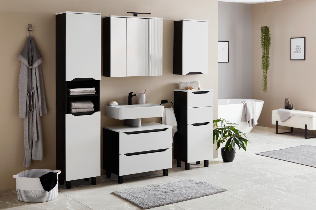 Hochschrank Wave II in Schwarz/Weiß - Weiss/Schwarz, Modern, Holzwerkstoff (40/190/30cm) - Mömax