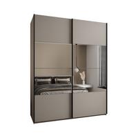 SCHWEBETÜRENSCHRANK 245,5/200/64 2-türig - Kaschmir/Schwarz, Holz/Metall (200/245/64cm) - Abiks Möbel