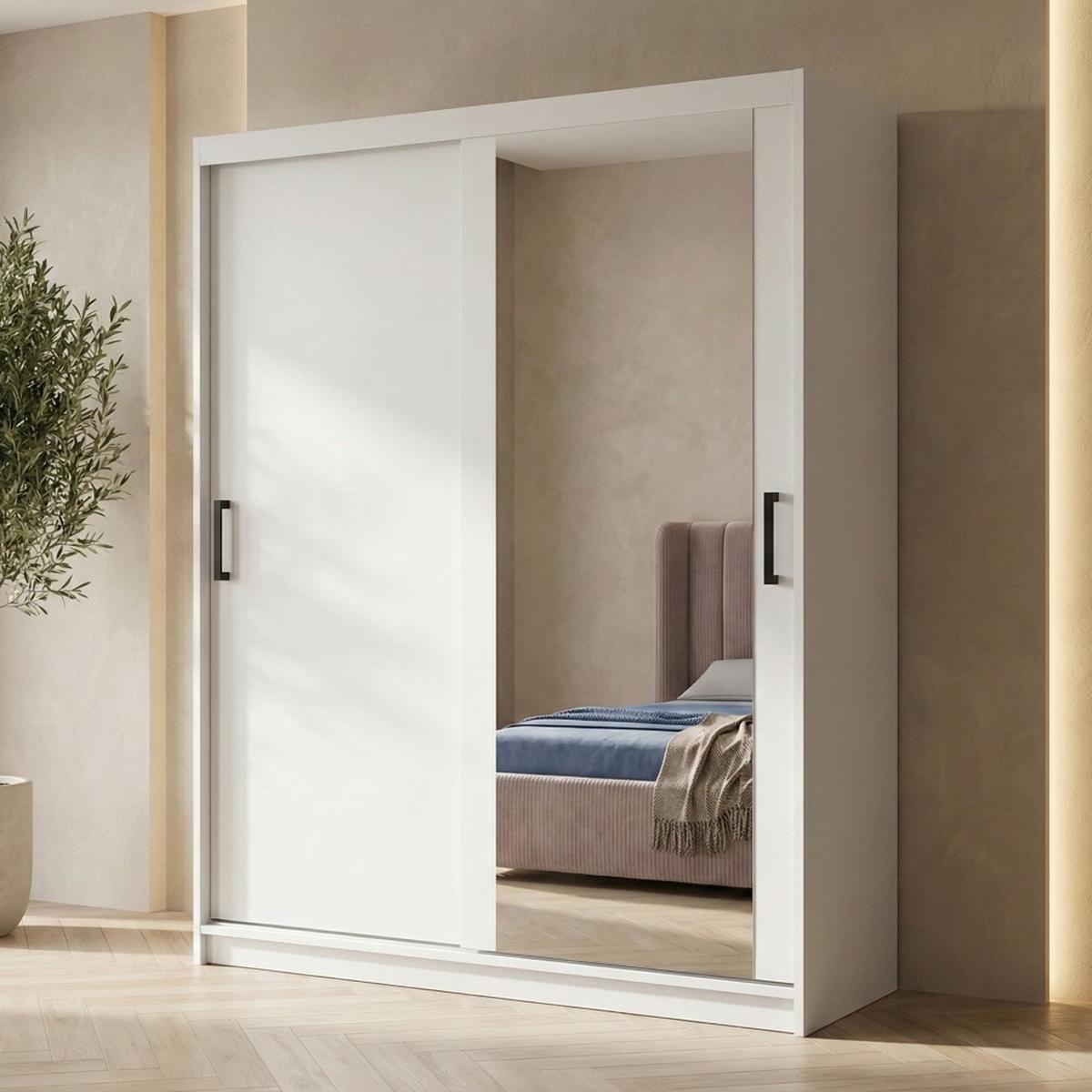SCHWEBETÜRENSCHRANK Hela mit 2 Türen und Schubkasteneinsatz, 160 cm, Weiß - Weiß, Holzwerkstoff (160/205/60cm) - Beautysofa