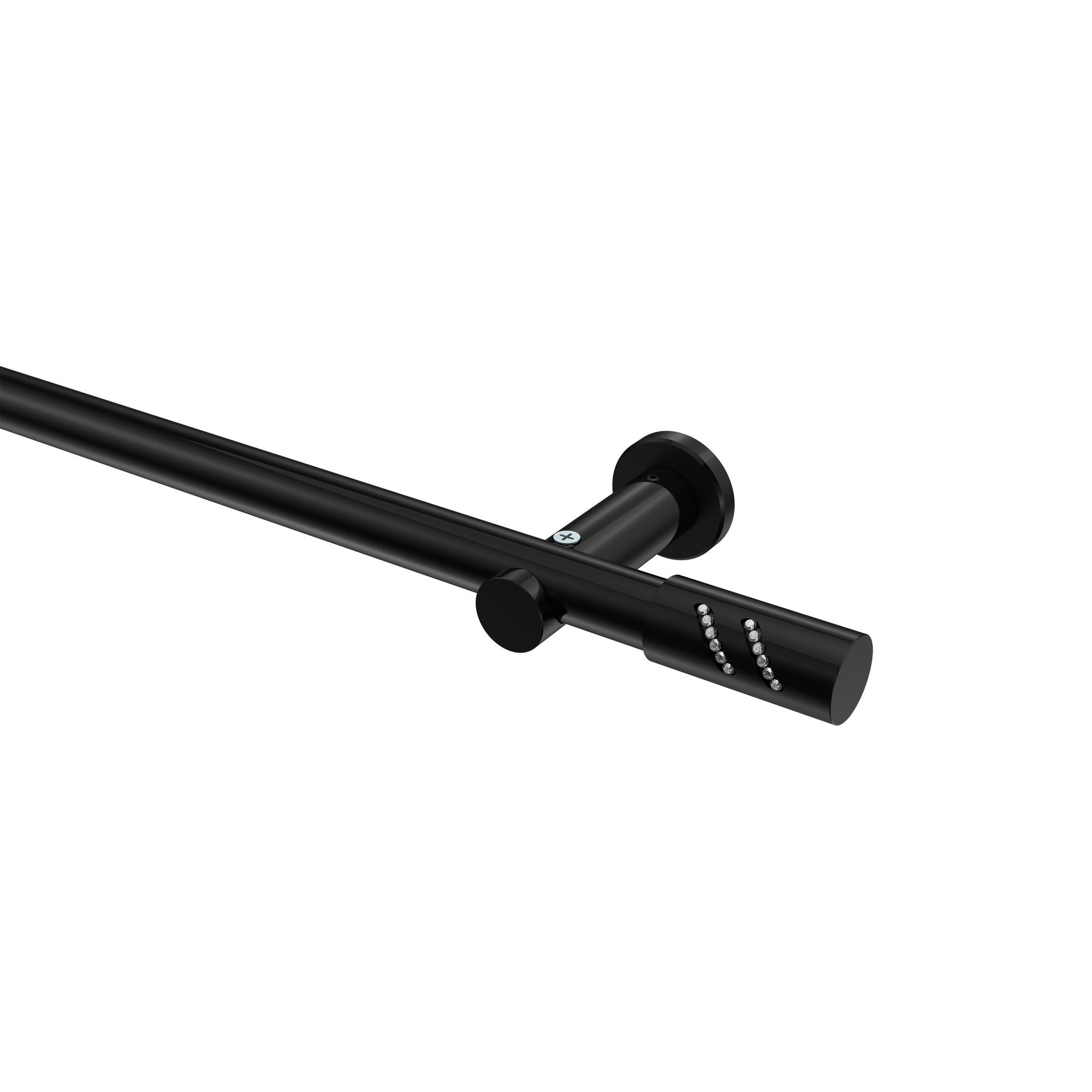 GARDINENSTANGE Platon Zoena 360 cm (geteilt in 2 x 180 cm), 1-läufig (ohne Ringe), 20 mm Ø Schwarz - Schwarz, Metall (360cm) - INTERDECO