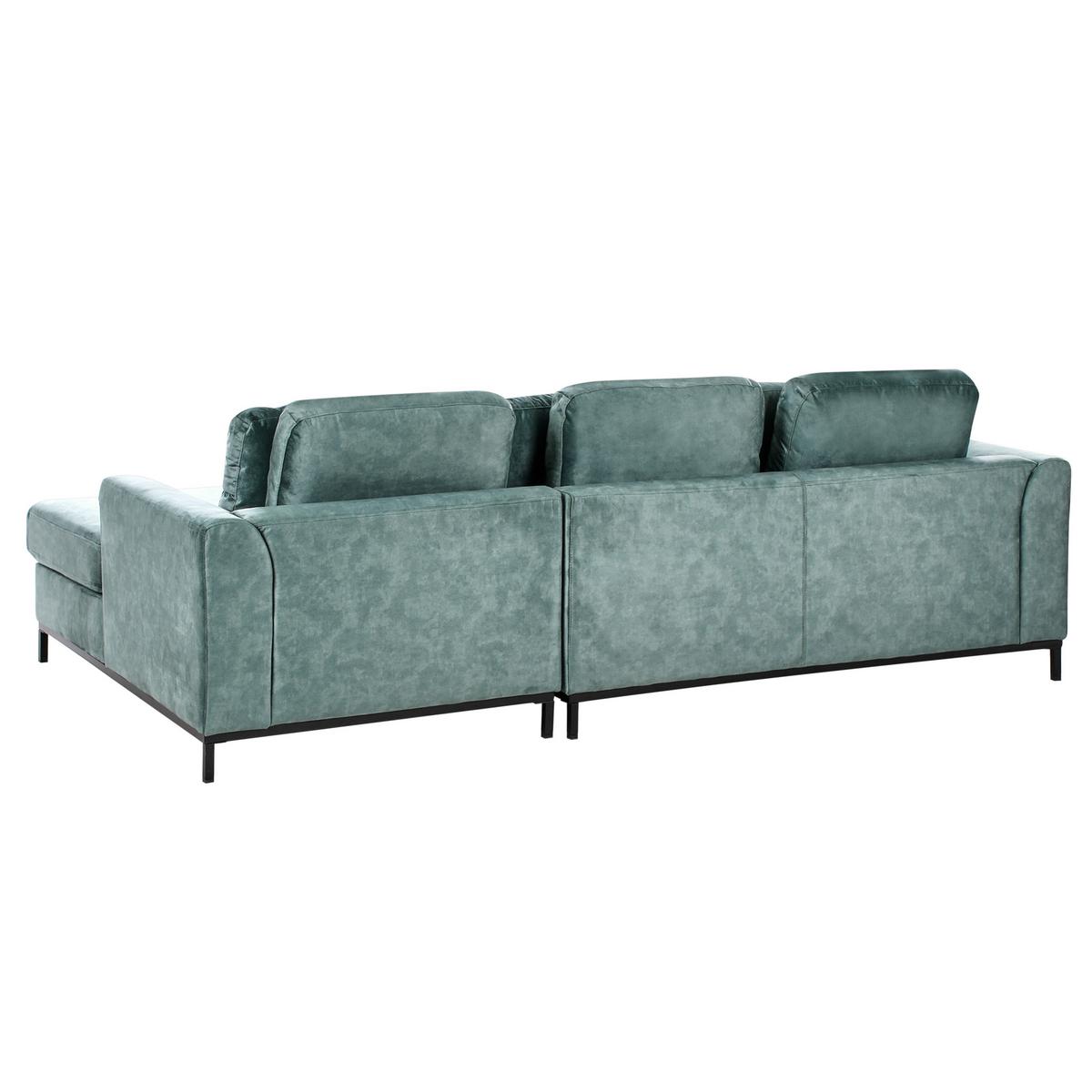 ECKSOFA 4-Sitzer Samtstoff Blaugrün linksseitig Oslo - Blau/Jadegrün, Textil (270/151cm) - Beliani