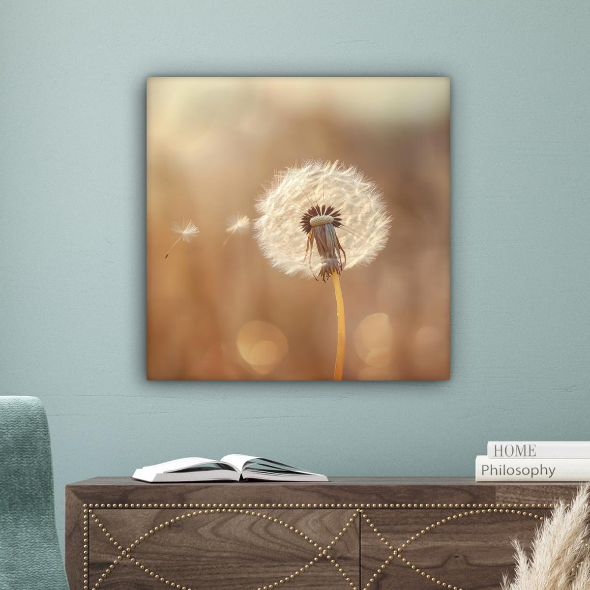 LEINWANDBILD Löwenzahn - Beige - Natur - Blume Wandbild Wohnzimmer 50x50 cm - Hellbraun, Textil (50/50cm) - MuchoWow