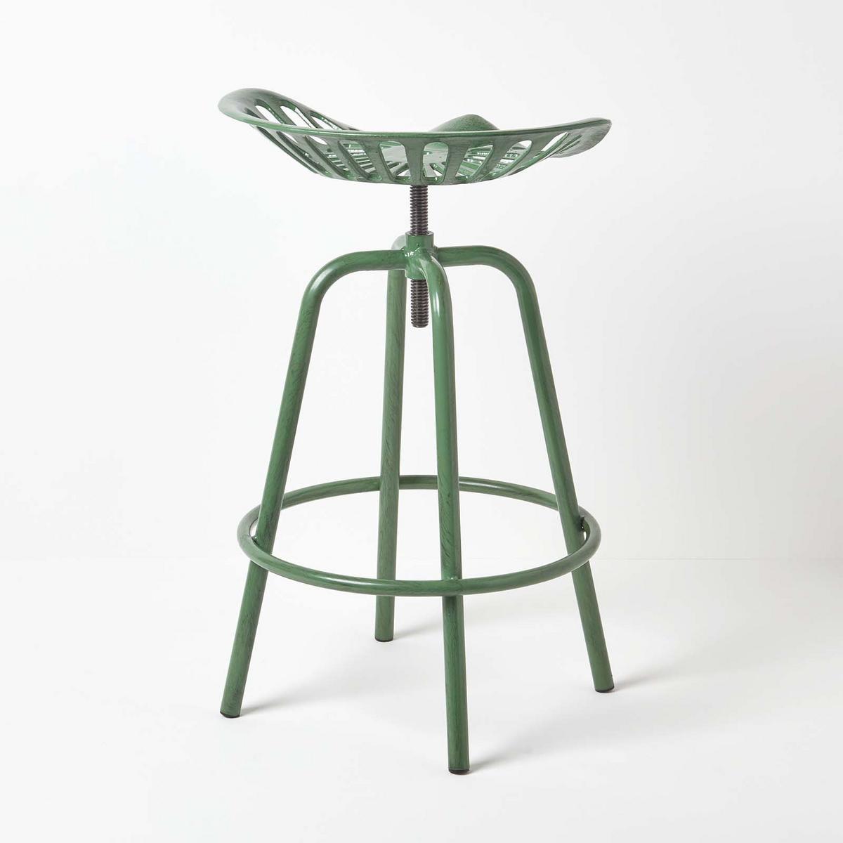 BARHOCKER Traktorsitz, Metall im Vintage-Look, höhenverstellbar - Grün, Metall (47/74/50cm) - Homescapes