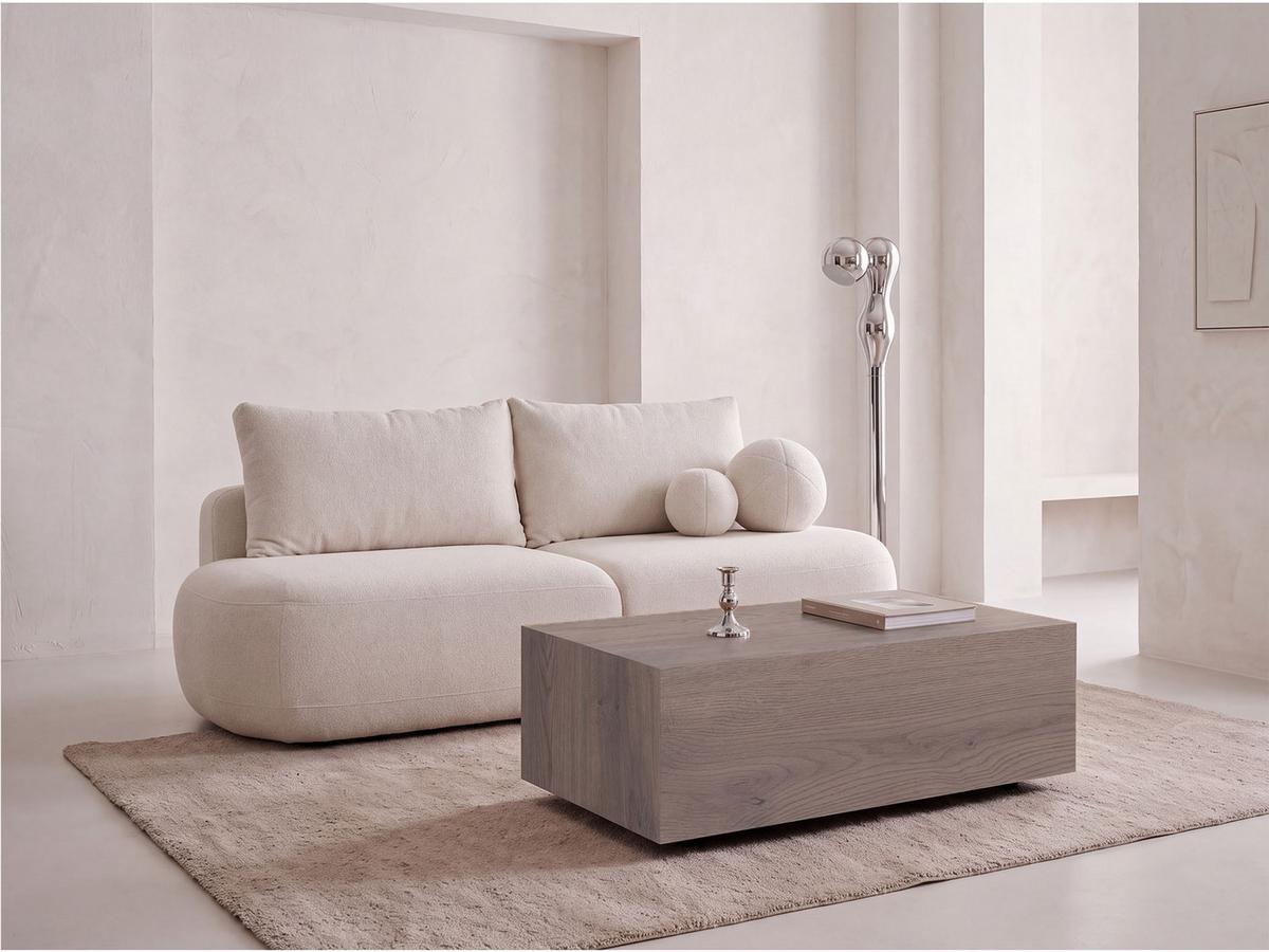 COUCHTISCH Noma Rechteckig in Eiche Braun, Blockform mit versteckten Rollen 90/55/28 cm - Greige/Schwarz, Holzwerkstoff (55/90/28cm) - WFL GROUP