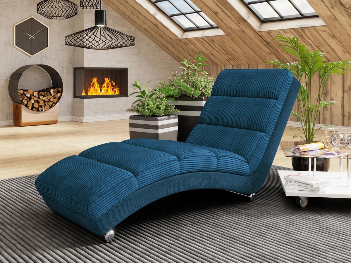 SESSEL Holiday Cord - Blau/Chromfarben, Holz (62/84/180cm) - MIRJAN24
