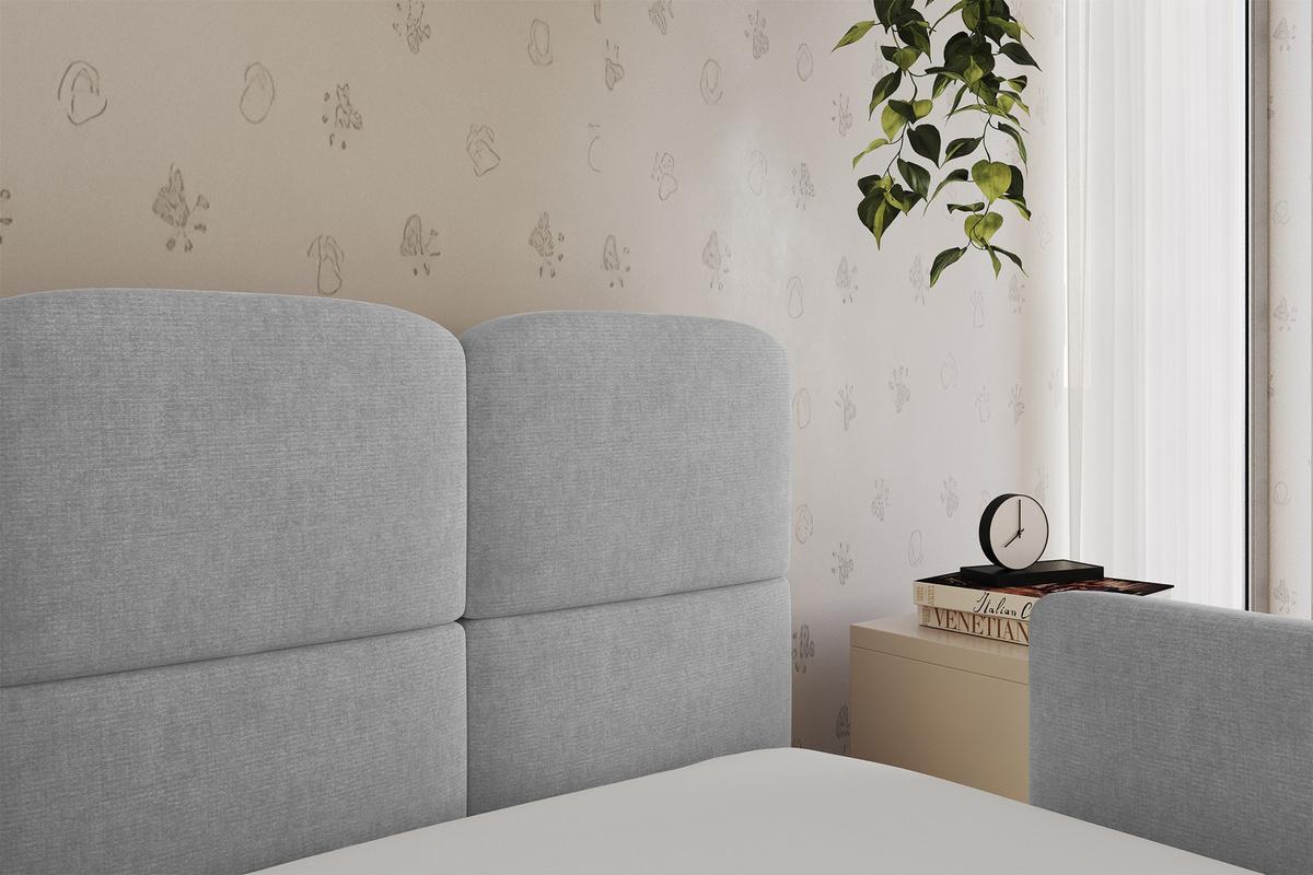 EINZELLBETT Jugendbett mit Bettkasten, Links - KIVY 90x200 Grau - Hellgrau, Holzwerkstoff/Textil (90/200cm) - ALTDECOR