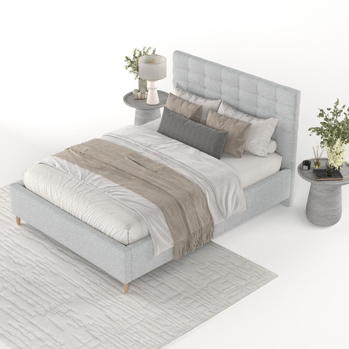POLSTERBETT Soma 120/200 cm Hellgrau im Riva Stoff - Hellgrau/Naturfarben, Holz/Holzwerkstoff (120/200cm) - AltaBeds