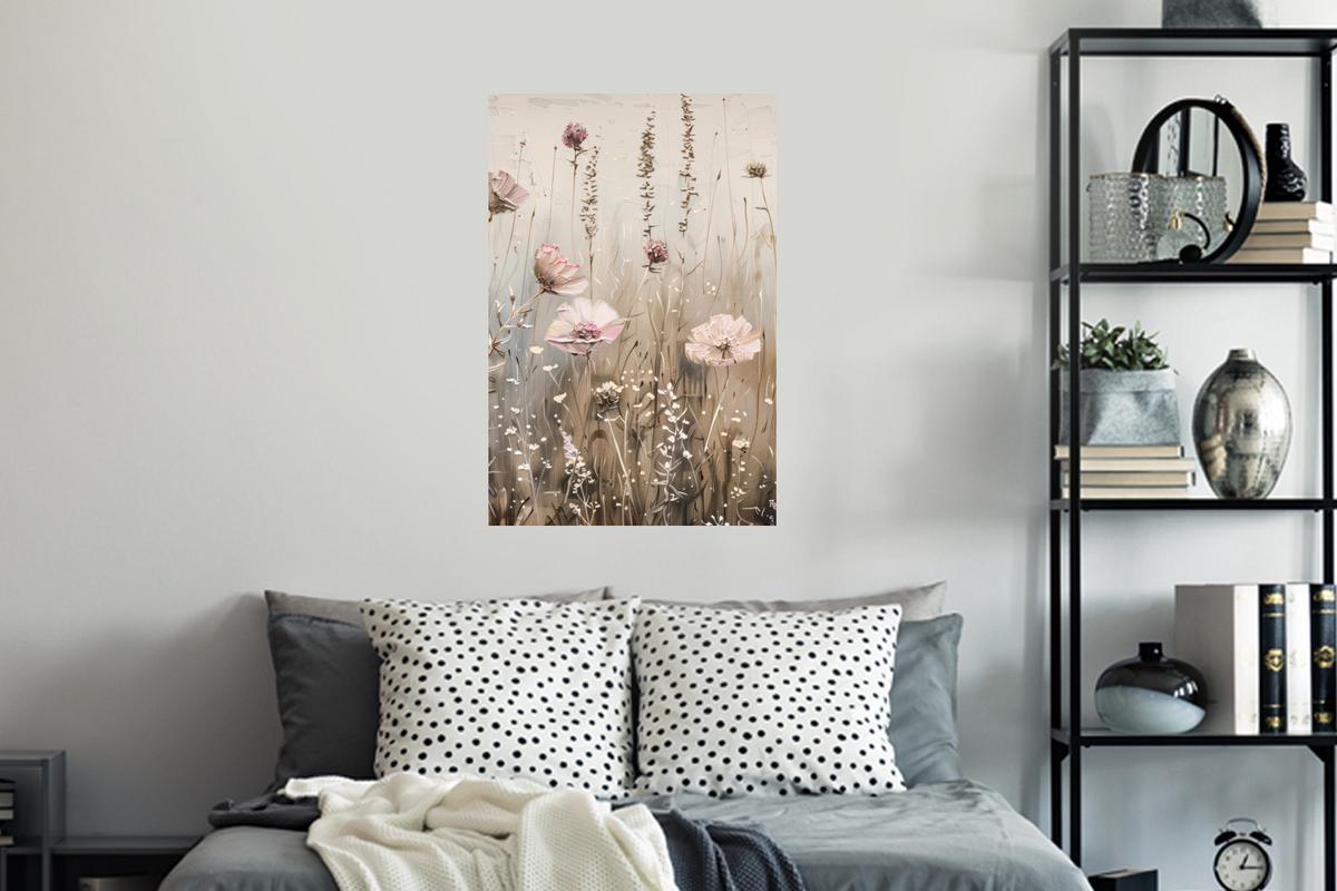 WANDTATTOO Blumen - Rosa - Modern - Beige Wandbild 40x60 cm - Beige, Kunststoff (40/60/0.1cm) - MuchoWow