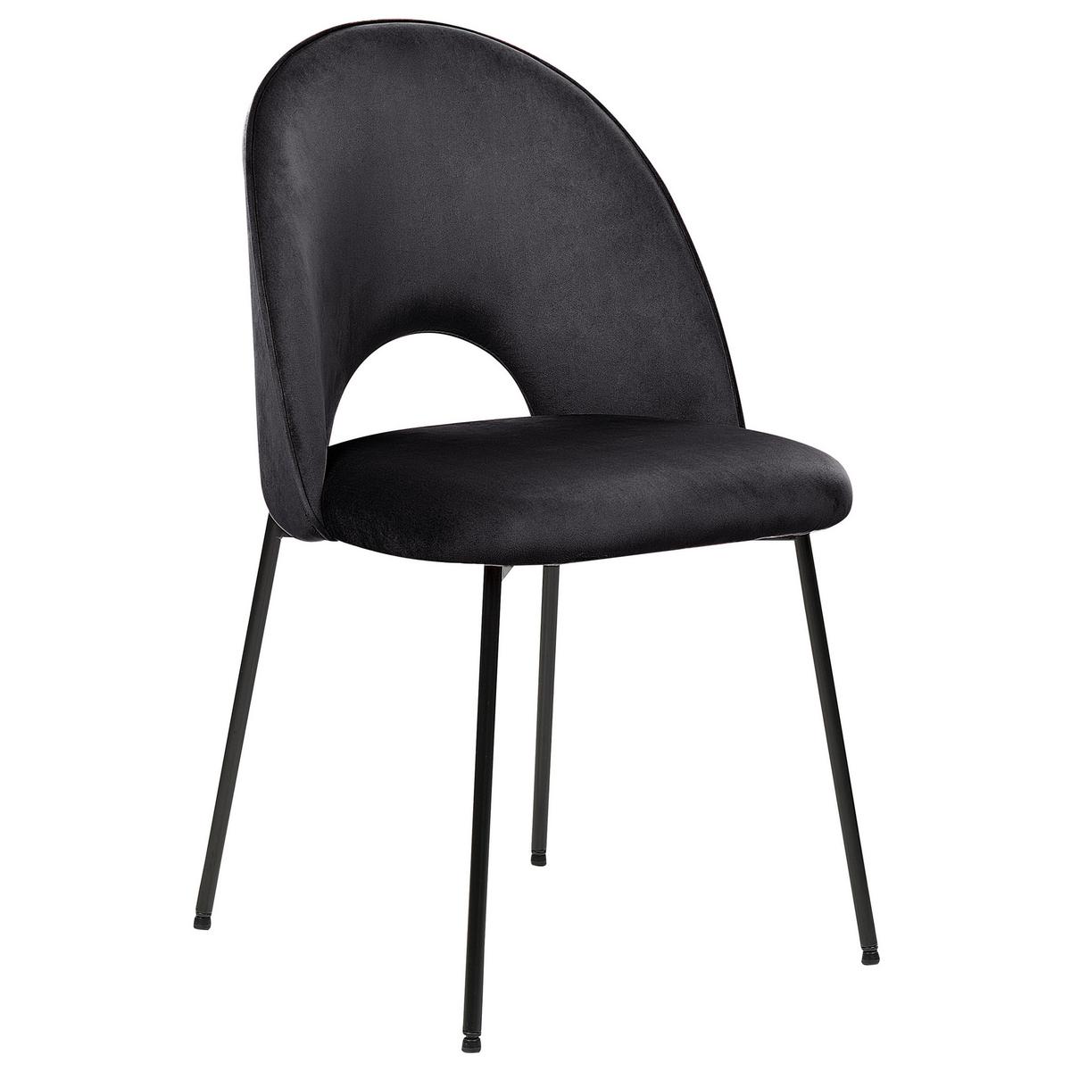 ESSZIMMERSTUHL 2er-Set Samtstoff Schwarz Covelo - Schwarz, Textil/Metall (46/84/45cm) - Beliani
