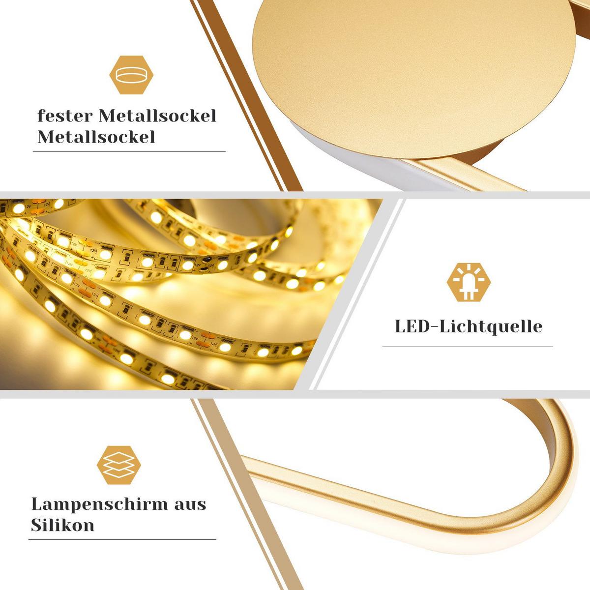 LED WANDLEUCHTE FRANKFURT II 41.5/14/4 cm - Goldfarben, Metall (14/4/41.5cm) - Nettlife