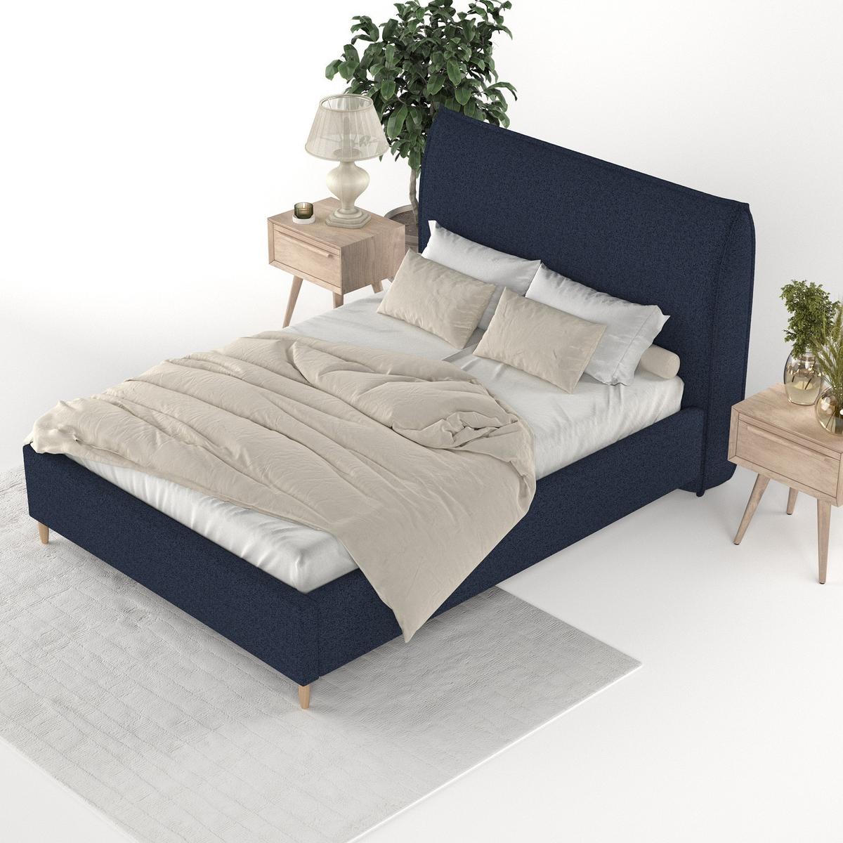 POLSTERBETT Mira 120/200 cm Marineblau im Riva Stoff - Naturfarben/Dunkelblau, Holz/Holzwerkstoff (120/200cm) - AltaBeds