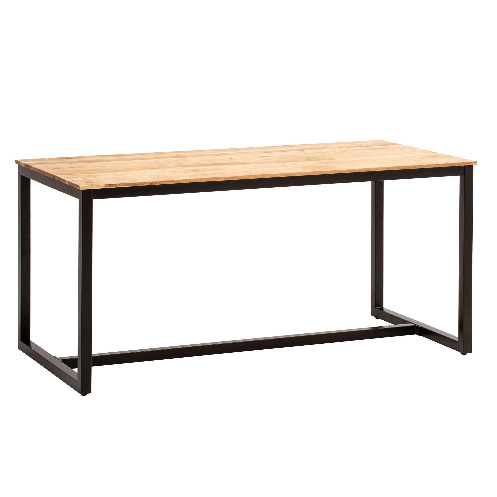 ESSTISCH Massivholz Metall Rechteckig Loft-Stil, Akazie 180x90x76 cm - Schwarz/Akaziefarben, Holz/Metall (90/180/76cm) - KADIMA DESIGN