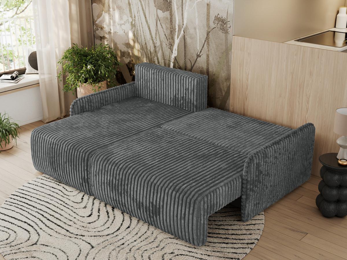 ECKSCHLAFSOFA ARPA L Dunkelgrau Cord - links - Dunkelgrau/Schwarz, Kunststoff/Textil (198/150cm) - MKS