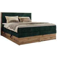 BOXBETT WOOD CLASSIC KING 160/200 - Dunkelgrün Cord - H4 - Dunkelgrün, Textil (160/200cm) - MKS