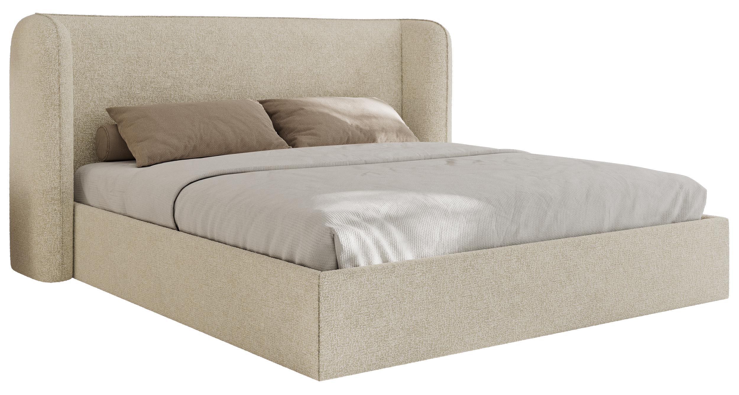 POLSTERBETT EMORA CLASSIC 200/200 - Creme Strukture - Multipocket-Matratze - Creme, Textil (200/200cm) - MKS