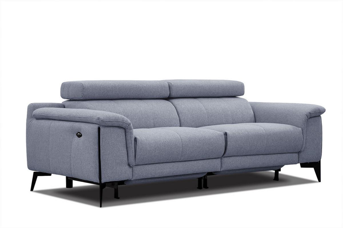 RELAXSOFA MATERA 3-Sitzer mit 2 Relaxfunktionen, hellblau - Schwarz/Hellblau, Holzwerkstoff/Textil (212/82/103cm) - Wozimo