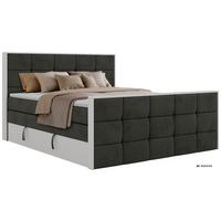 BOXSPRINGBETT ALVIT KING DUO 180/200 - Dunkelgrau Velvet - Topper Visco - H4 - Dunkelgrau/Anthrazit, Kunststoff/Textil (180/200cm) - MKS