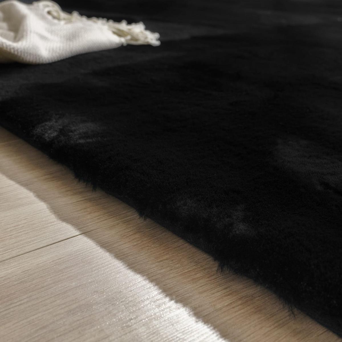 HOCHFLORTEPPICH, einfarbig, Florhöhe 35 mm, Schwarz, 80 x 150 cm - Schwarz, Textil (150/80cm) - KADIMA DESIGN