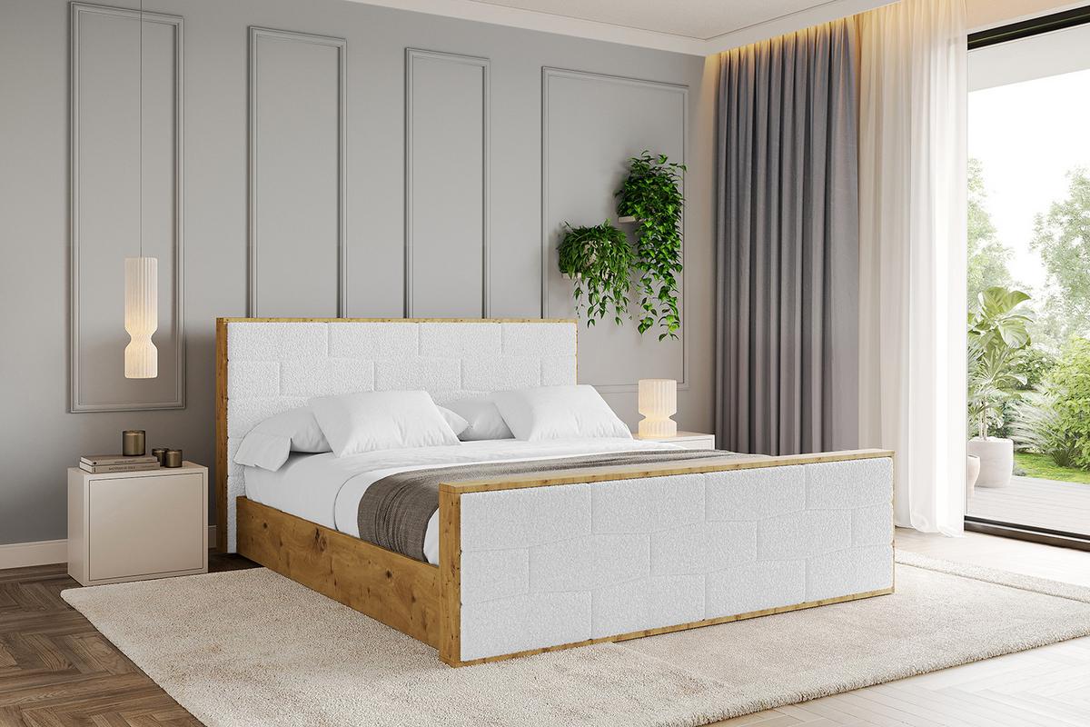 POLSTERBETT mit Bettkasten, Fußteil und Lattenrost, Boxbett mit Matratze H3/H4 - ENZO8-Z 160x200 Weiß - Weiß, Holzwerkstoff/Textil (160/200cm) - ALTDECOR