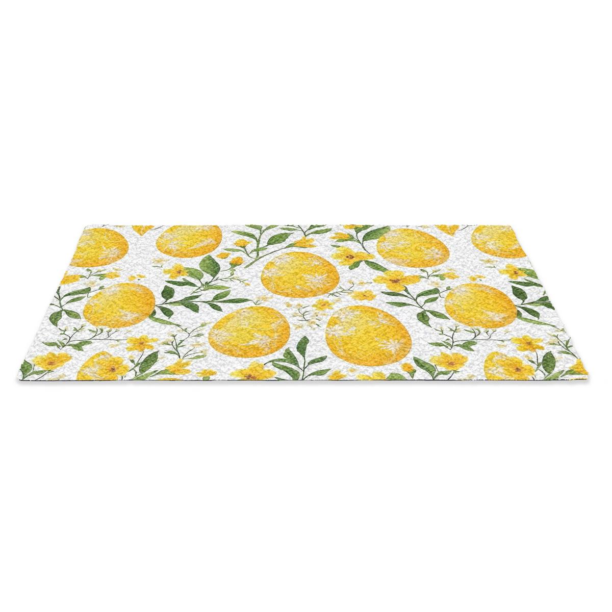 FUSSMATTE Blumen - Ostereier - Gelb Teppichmatte 90x60 cm - Gelb, Kunststoff (60/90cm) - MuchoWow
