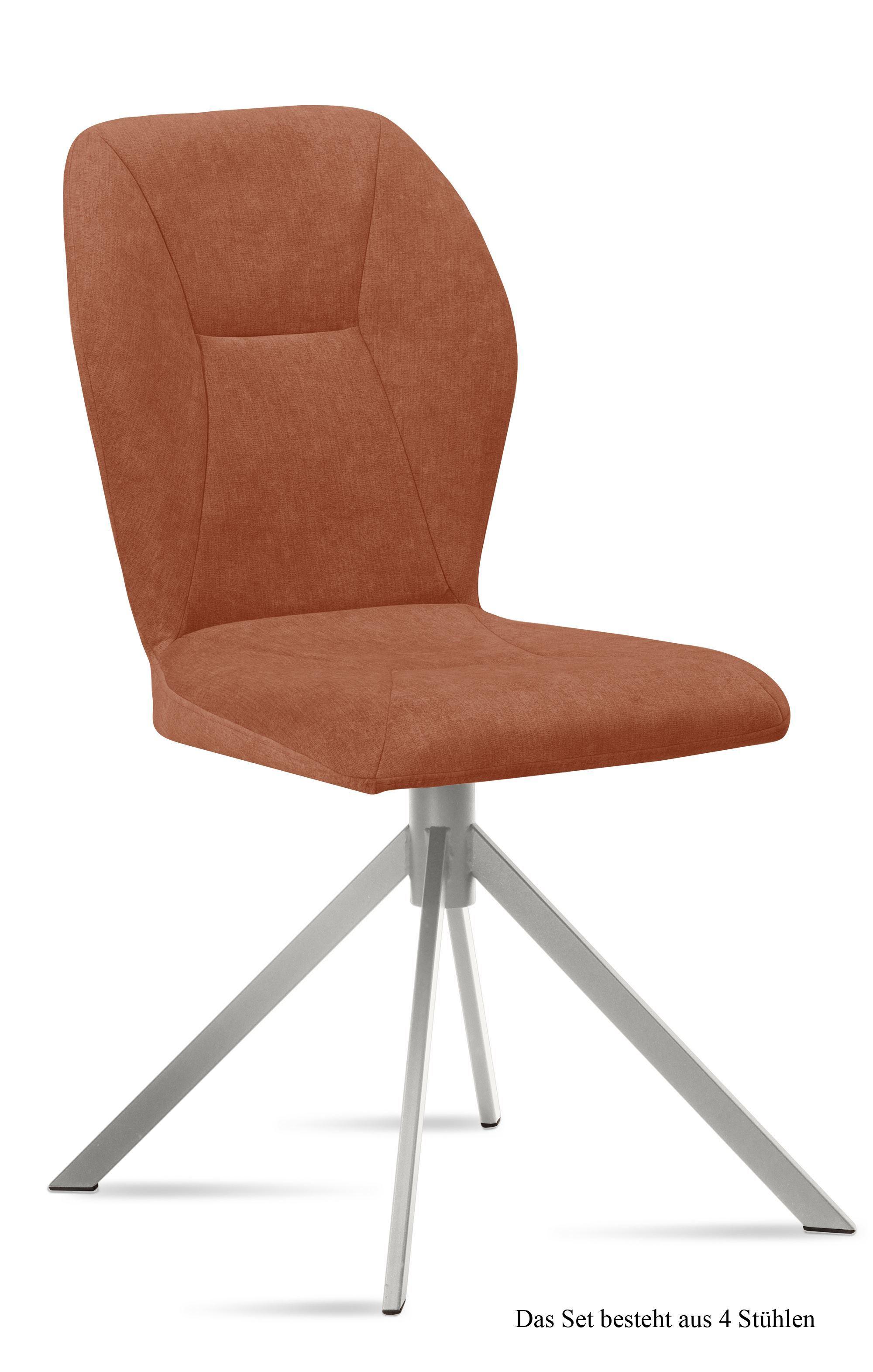 ESSZIMMERSTUHL (4er-Set) Dorthy 51x92x60 Edelstahl/Cognac - Edelstahlfarben/Cognac, Kunststoff (60/92/51cm) - 58aufmkessel