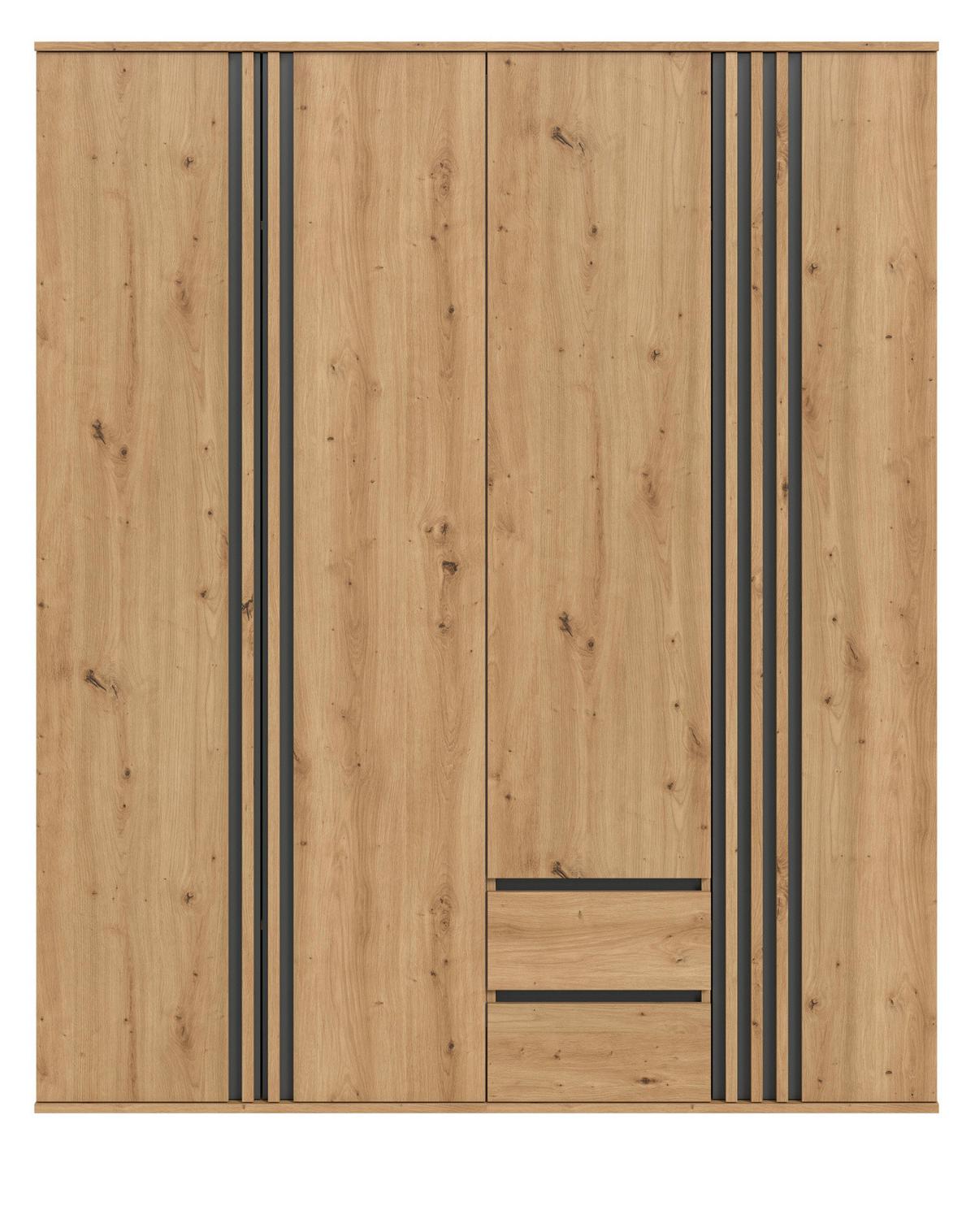 KLEIDERSCHRANK Eiche Artisan, grau 160 x 192 cm, Drehtürenschrank 4-türig - Anthrazit/Eiche Artisan, Holzwerkstoff (160/192/56cm) - Inn.Furn