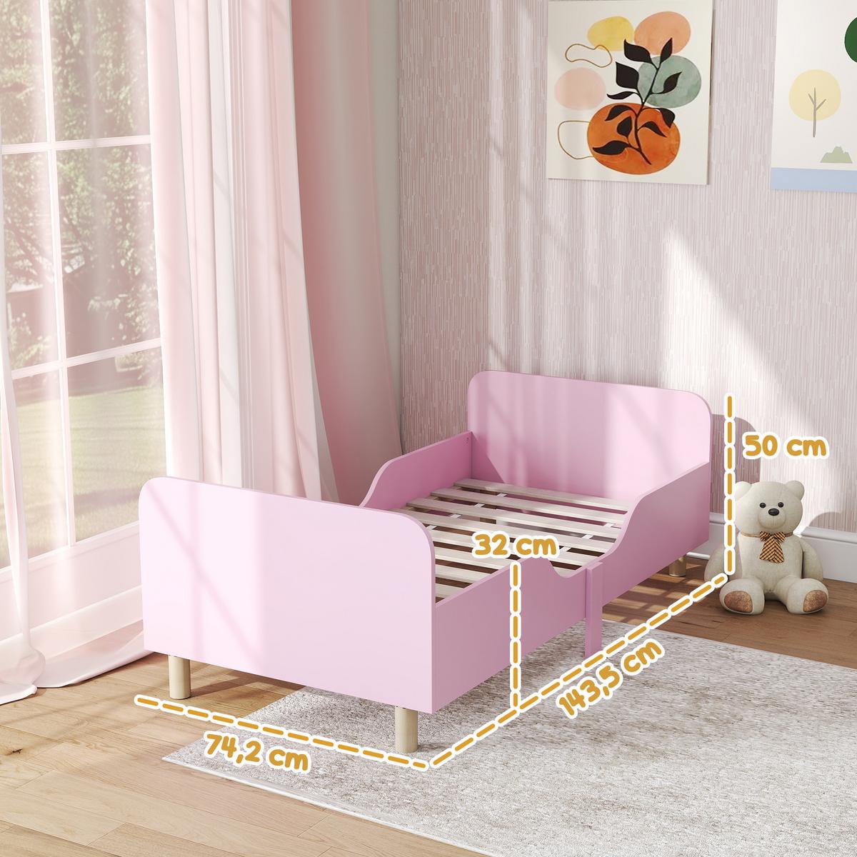 KINDERBETT MDF Kiefernholz Rosa - Rosa/Naturfarben, Holzwerkstoff (70/140cm) - AIYAPLAY