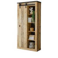 STAURAUMSCHRANK Used Wood hell, anthrazit, Mehrzweckschrank mit Schiebetür - Anthrazit/Schwarz, Holzwerkstoff/Metall (93/201/38cm) - Furn.Design