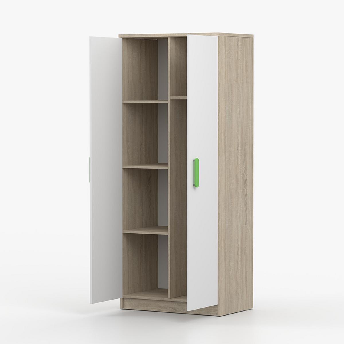 DREHTÜRENSCHRANK 80/192/50 cm 2-türig Jonas III 06 Sonoma Eiche/Weiß + limette Griffe - Limette/Weiß, Holz/Holzwerkstoff (80/192/50cm) - imoebel24