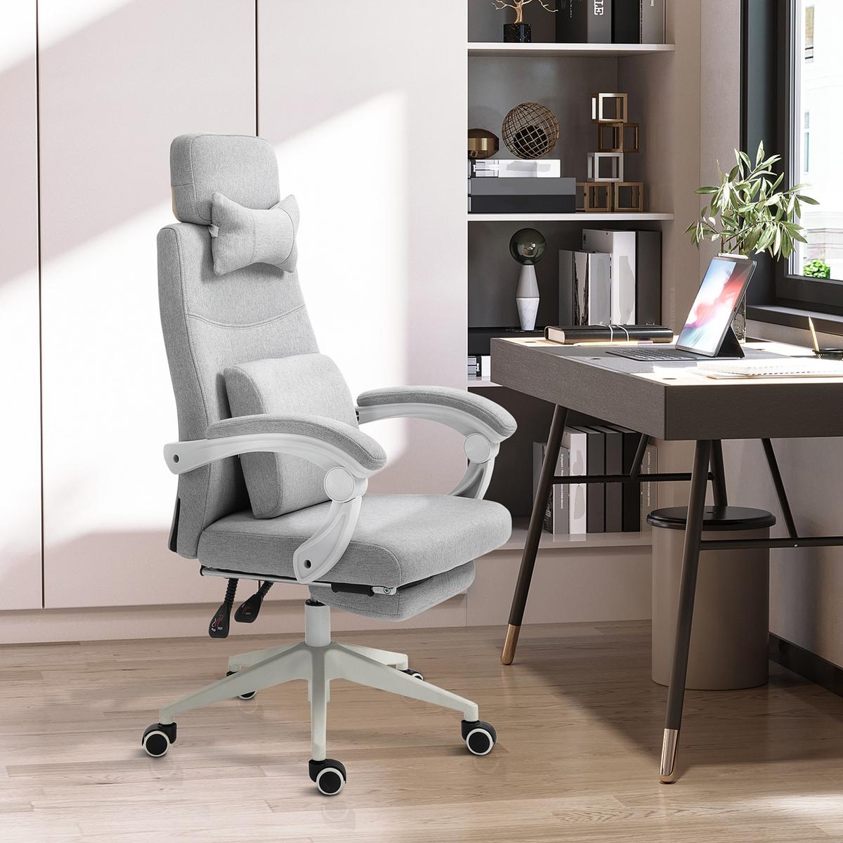 BÜROSTUHL Gamingstuhl Ergonomisches Design Polyester Schaumstoff Kunststoff - Grau, Kunststoff (68/117/62cm) - Vinsetto