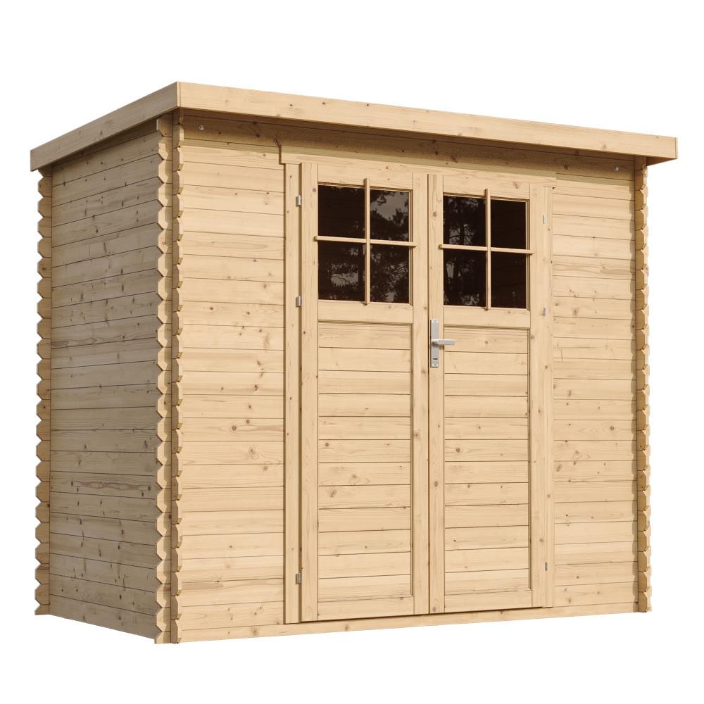 HOLZ-GARTENHAUS mit hochwertige abschließbare Tür - B239xL142xH200 cm/ 2,63 m2 - M310F - Beige, Holz (239/200/142cm) - Timbela