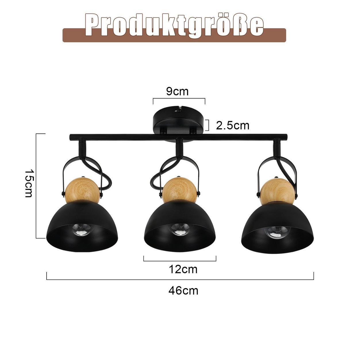DECKENSTRAHLER Fox 3-flammig 46/21/15 cm - Schwarz, Metall (46/21/15cm) - Nettlife