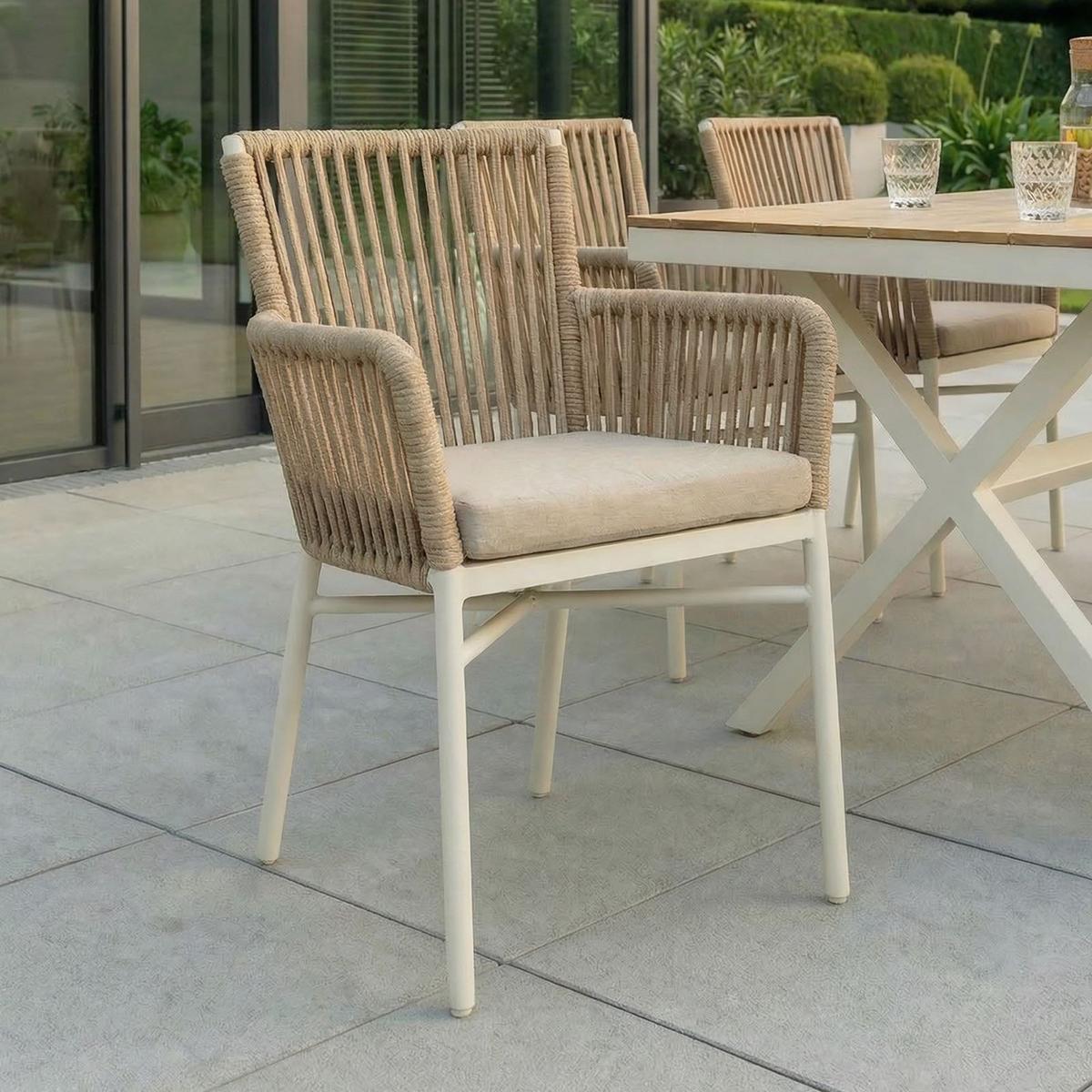 GARTENSTÜHLE AFUERA 6ER-SET - Weiß, Textil/Metall (56/85/59cm) - IDIMEX