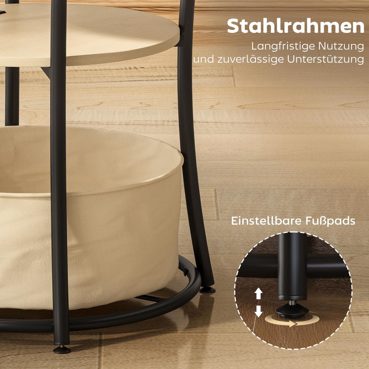 BEISTELLTISCH MDF Metall Naturholz - Schwarz/Naturfarben, Holzwerkstoff/Metall (50/50/55.1cm) - HOMCOM