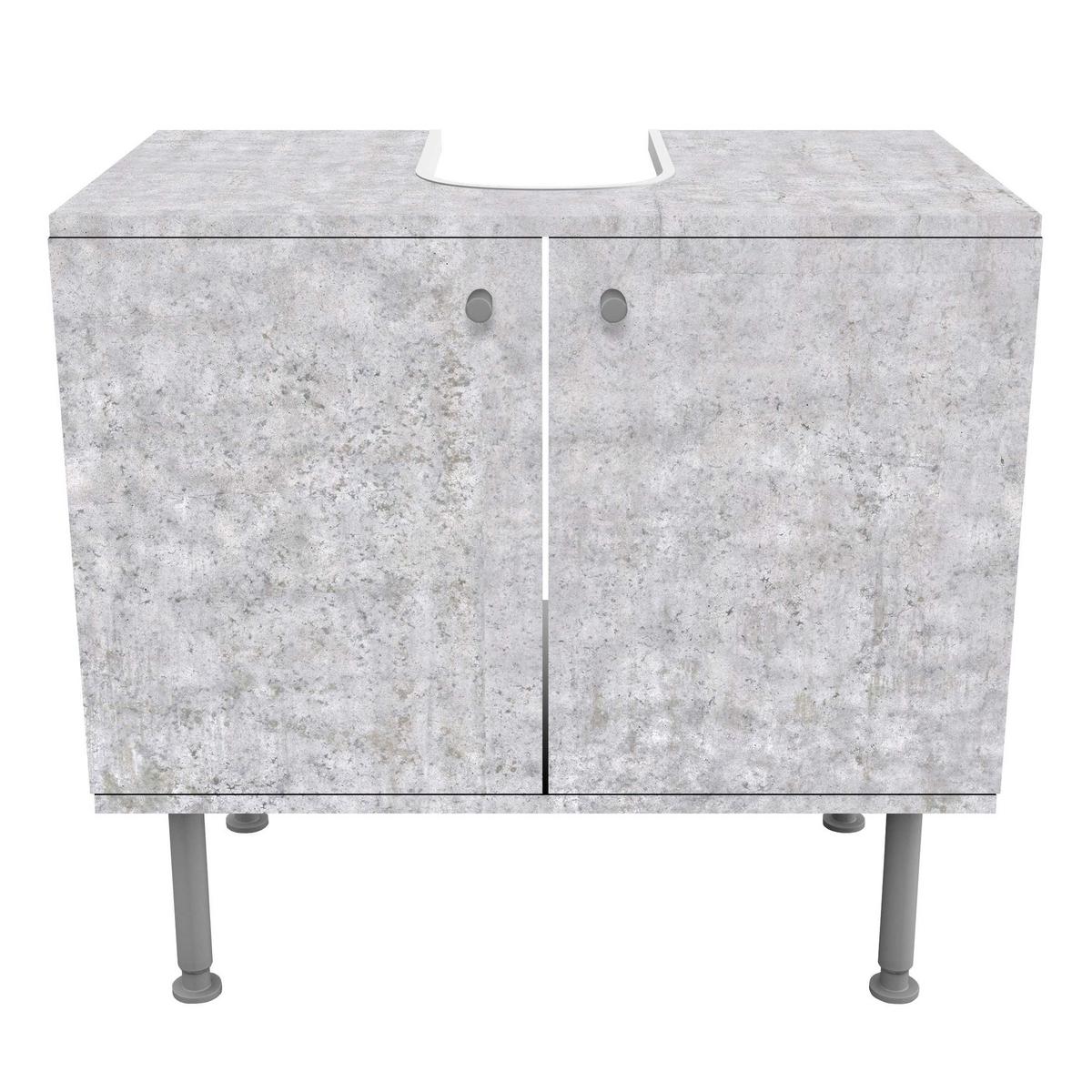 WASCHBECKENUNTERSCHRANK Beton Ciré Tapete 60/55/35 cm - Grau, Holzwerkstoff (60/55/35cm) - Bilderwelten