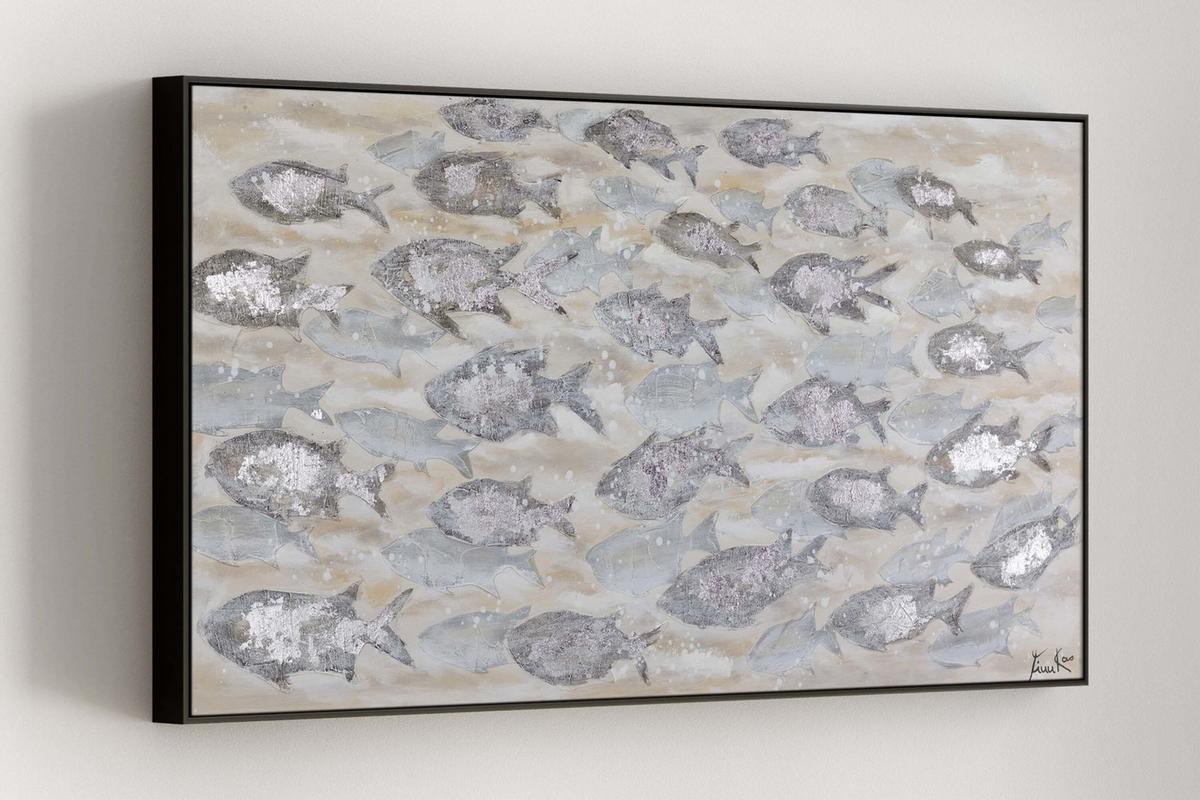 ACRYLBILD HANDGEMALT 120/60 cm - Beige/Grau, Holz/Textil (120/60cm) - KUNSTLOFT