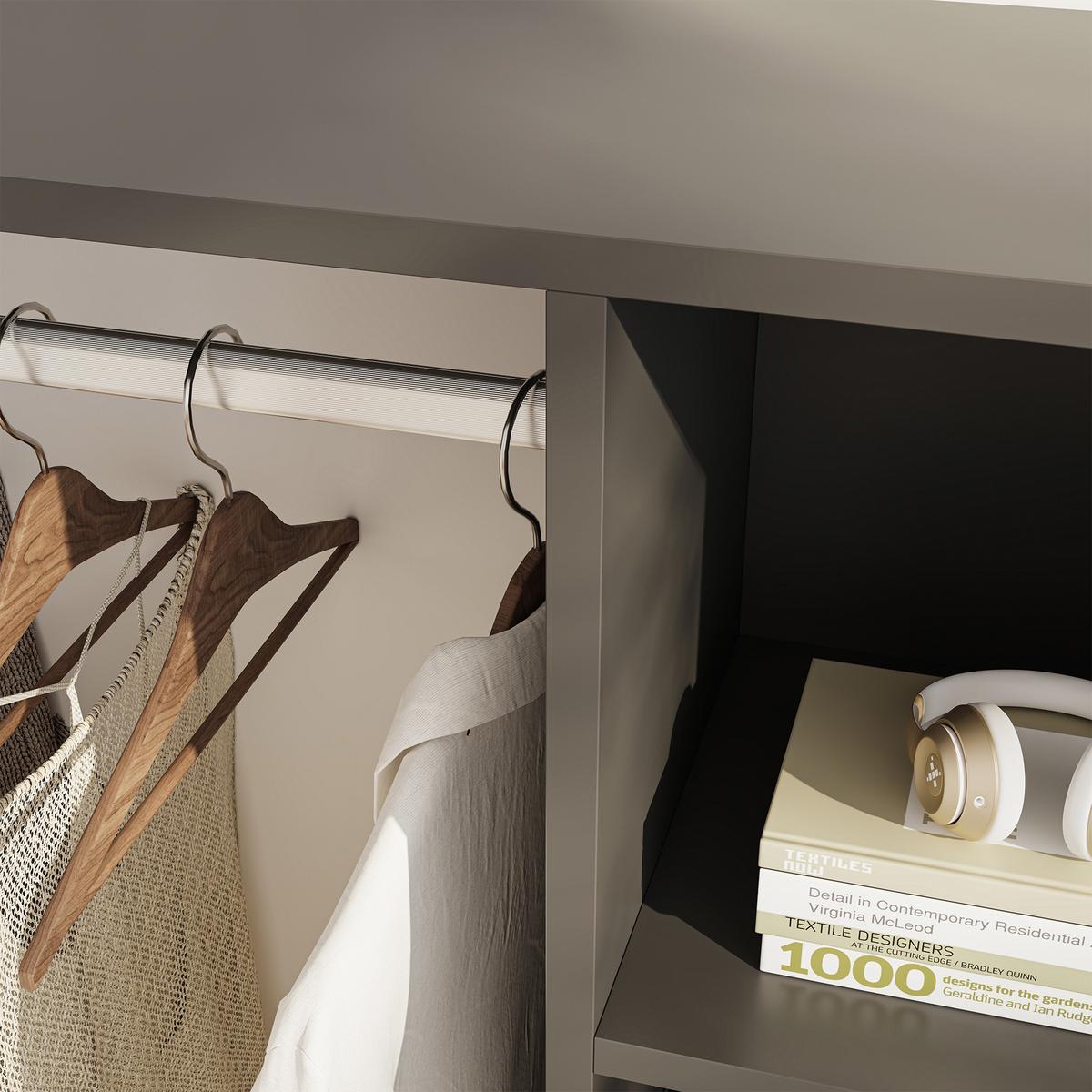 KLEIDERSCHRANK Nesbyen - Anthrazit, Holzwerkstoff/Kunststoff (90/126/30cm) - [en.casa]
